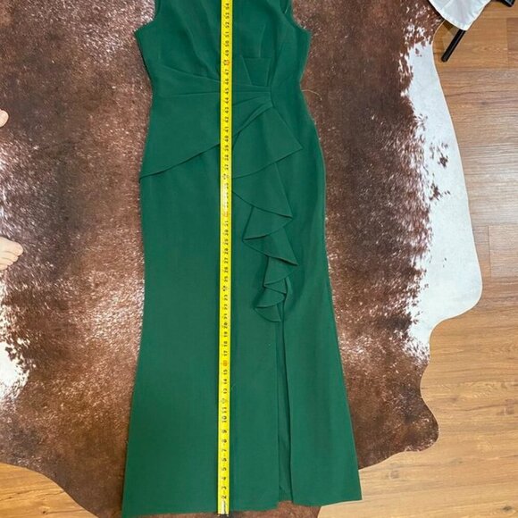 Eliza J Sleeveless Ruffle Front Floor Length Gown Hunter Green 12 - Picture 8 of 16